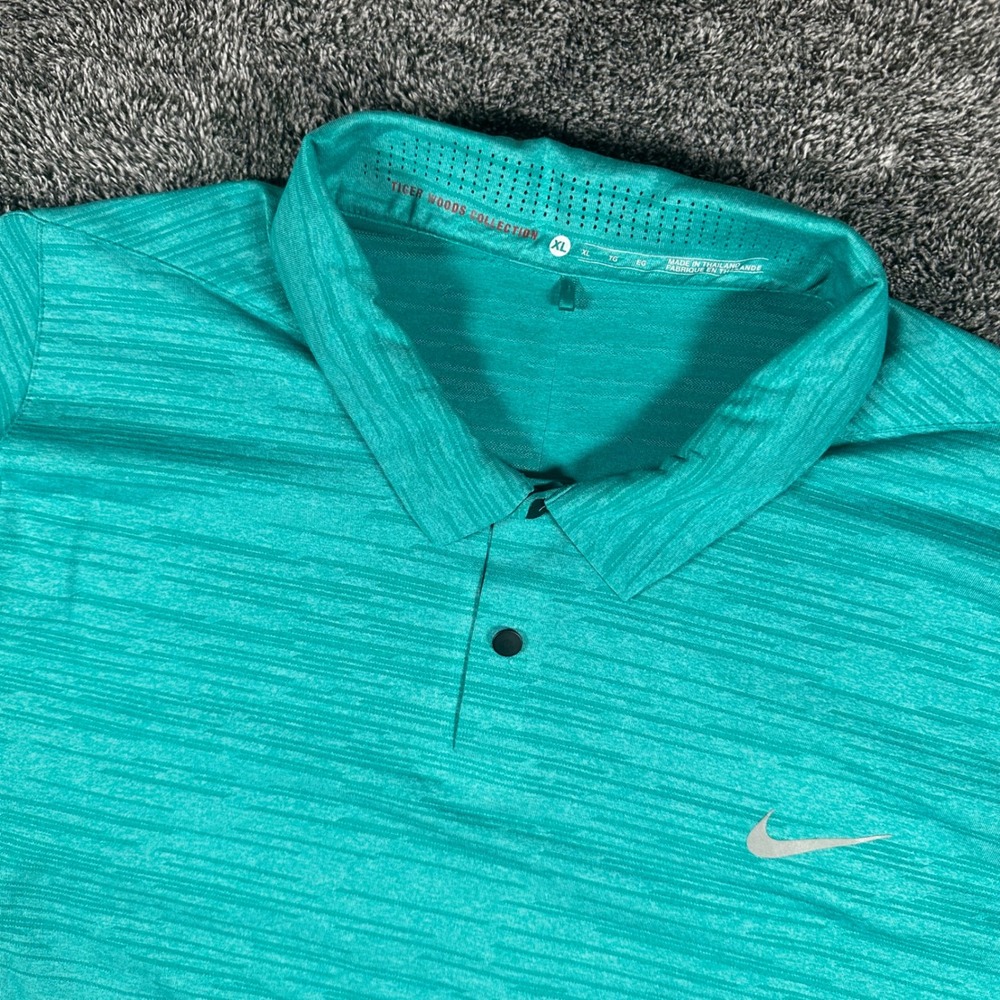 Nike Tiger Woods Collection Polo Shirt Mens XL Teal Dri-FIT Golf Stretch
